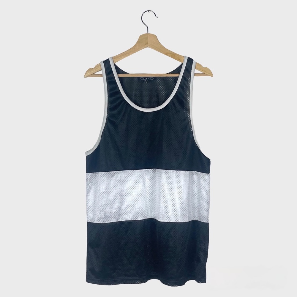 21 Men Black & White Stripe Tank Top
